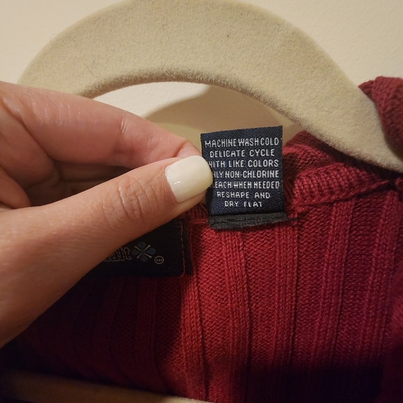 BLUE ASPHALT - Hooded Ribbed Duster Cardigan in Red, Size M - Picture 5 of 6